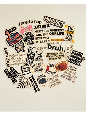 Eğlenceli Öğrenci Sınav Motivasyon Sticker Set Ajanda Defter Kitap Laptop Tablet Etiket Çıkartma