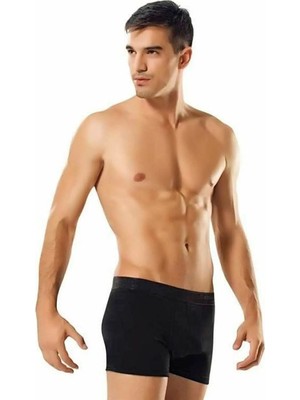 Tutku Erkek Siyah Likralı Elastan Boxer 6'Li Pkt Desensiz Rahat Paça Tipi