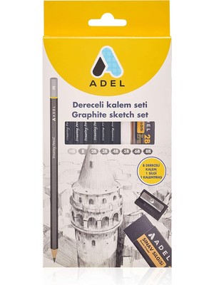 Nacario Dereceli Kurşun Kalem Seti, 8’li, Hb-8b, Silgisi ve Kalemtıraş Hediyeli, Teknik Çizim ve Eskiz Için