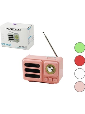 Wireless Hoparlör - Speaker - Radyo Işıklı USB Şarjlı Renkli Kasa - Bronz Çerçeve USB - Dc 5V