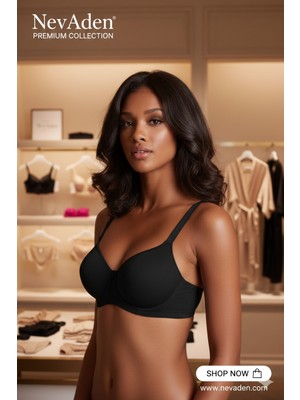 Yeni İnci Yeni Inci Kadın Balenli Toparlayıcı Sütyen - Formda Gösteren Şık Tasarım Siyah - 85C