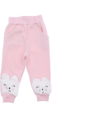 Paça Wefsoft Kedi Nakışlı Üç Iplik Şardonlu Eşofman Alt - Pembe - 5 - 6 Yaş Pembe