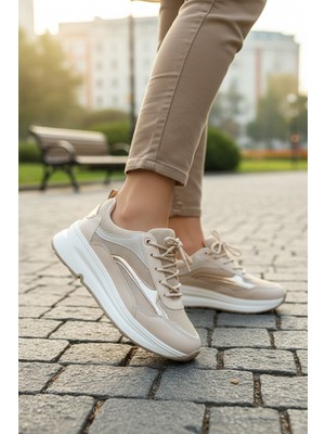 Enoch Kadın Panelli Teknik Saya ve Yüksek Tabanlı Spor Ayakkabı