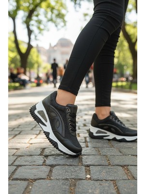  Enoch Kadın Mikro Taş Işlemeli ve Oval Panel Detaylı Spor Ayakkabı