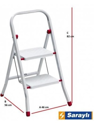 Mestore Saraylı Pratik Metal Merdiven Beyaz 2 Basamaklı - 8695849009554