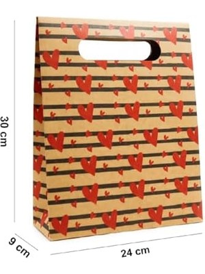 Nacario 24X30 Kalp Harmanı Zarf Model Karton Çanta, Hediye Kutusu