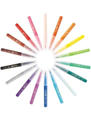 Nacario Kids Visa Firça Uçlu Keçeli Boya Kalemi, 18'li Kavanoz, Fırça Başlı Esnek ve Yumuşak Uç, Yıkanabilir Su Bazlı Boya