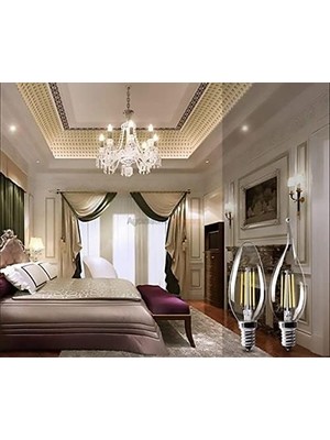 Nacario 4W/3000K Kıvrık Buji LED Flament Ampul (G.ışığı) Cata
