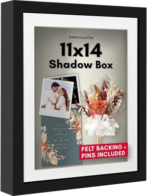 Nacario 11X14 Gölge Kutusu Çerçeve Siyah 9X12 Mat ve Yumuşak Arka - Duvar Veya Masa Üstü Ekran Için Tasarlanmış Ahşap ve Kırılmaya Dayanıklı Camlı Büyük Gölge Kutusu Çerçevesi