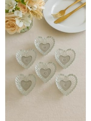 Nacario Mta -Tech 6’lı Kalp Şeklinde Cam Çerezlik – Şeffaf Dekoratif Cam Tabaklar, Kahvaltı, Meze, Tatlı, Çerez ve Lokum Sunum Tabağı, Misafirlik ve Özel Gün Sofraları Için Şık Cam Sunum Tabakları