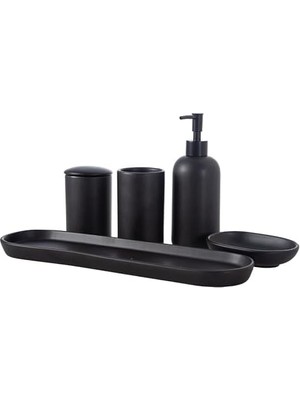 Nacario Mat Siyah 5'li Kutulu Banyo Seti
