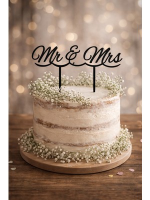 Bi Tutam Mutluluk Düğün,nişan,bekarlığa Veda Pasta Süsü Mr & Mrs