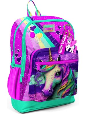 Nacario Dört Bölmeli Pembe Su Yeşili Desenli Ilkokul Sırt Çantası - Kız Çocuk