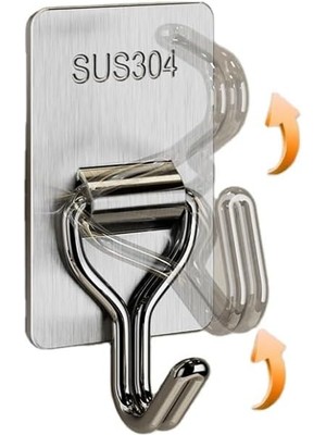 Nacario 2’li Kendinden Yapışkanlı Paslanmaz Çelik Süpürge ve Paspas Tutucu, 304 Kalite Çelik Duvar Tipi Organizer Askı Aparatı, 3x5 Cm, Delme Gerektirmez, Kaymaz Tutuşlu, Banyo, Mutfak, Bahçe Için