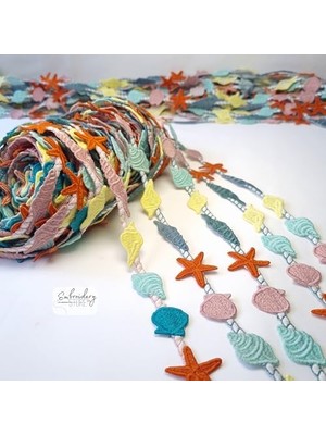 Nacario Deniz Kabukları Motifli Şerit Nakış Modeli | Nakış Aksesuar (Pembe Halat)