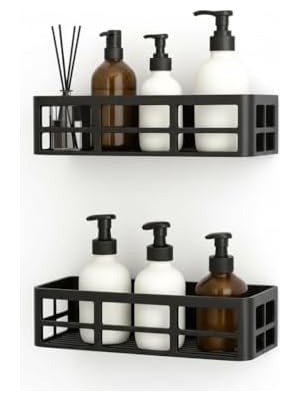 Nacario 2 Adet Yapışkanlı Banyo Organizer Duş Rafı – Delmeden Montaj, Su Geçirmez Banyo ve Mutfak Duvar Organizeri,suya Dayanıklı Pratik Saklama Rafı 12X27X6.5 cm