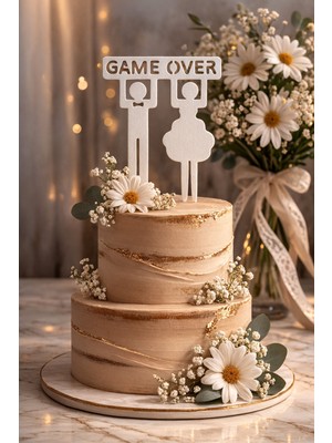 Bi Tutam Mutluluk Düğün,nişan,bekarlığa Veda Pasta Süsü Gameover