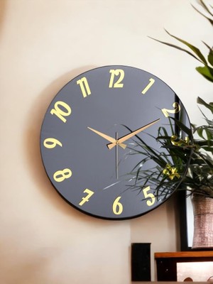 Nacario Galaxy Premium Serisi Aynalı 50 cm Sessiz Akar Duvar Saati Füme