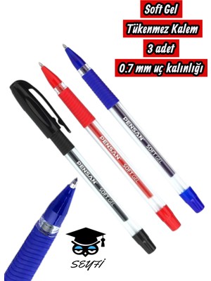 Pensan Soft Gel Tükenmez Kalem Seti 3 Renk Türk Malı