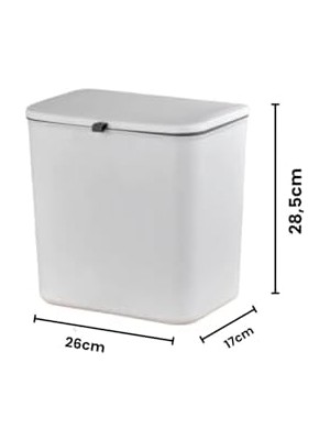 Nacario Mutfak Tezgah Üstü ve Dolap Askılı Çöp Kovası 12LT Gri (NVE163)