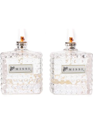 Nacario 2'li Vanilya Kokulu Kare Kristal Cam Şişe Kandil Seti (2X100 Ml)