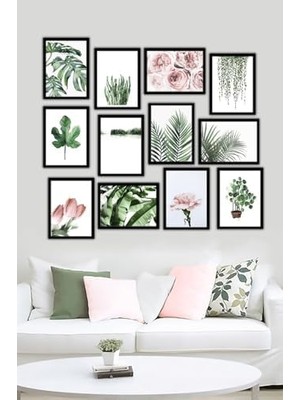 Nacario 12 Parça Siyah Çerçeve Görünümlü Mdf Tablo Seti 12ARTAVESSA1, 20 x 30