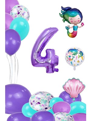 Nacario 1-9 Yaş Deniz Kızı Konsept Temalı Doğum Günü Kutlama Seti (4)