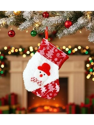 Nacario Yılbaşı Desenli Kırmızı Çorap Yılbaşı Süsü