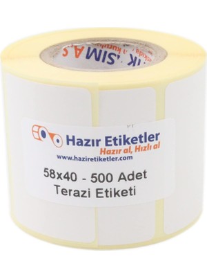 Nacario Eko Termal Terazi Etiketi 58MM x 40MM Ruloda 500 Adet 40MM Çapında Direk Termal Transfer Etiketi