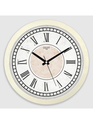 Nacario Galaxy Premium Serisi Roma Rakamlı Modern Kadranlı Duvar Saati 35 cm Bej