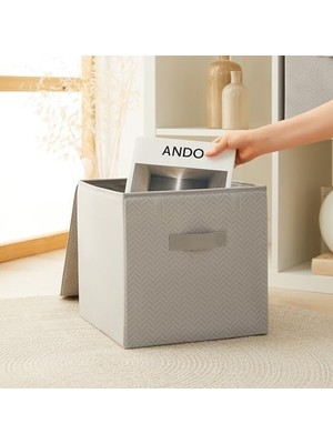 Nacario Gri Kapaklı Kutu 30 x 30 x 30 cm