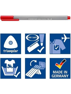 Nacario 334 SB10 Üçlü Fineliner Kalem, Çeşitli Renklerde