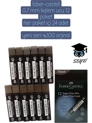 Faber-Castell 0.7 mm Kalem Ucu 12 Paket Her Paket Içi 24 Adet Yeni Seri %100 Orjinal