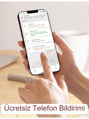 Nacario Değiştirilebilir Pilli Akıllı Duman Dedektörü Yangın Alarmı, Wi-Fi Duman Dedektörü, Gerçek Zamanlı Uygulama Bildirimleri, XS01-WX, 1'li Paket