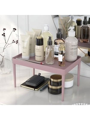 Nacario Tek Katlı Çok Amaçlı Ev Banyo Ofis Mutfak Makyaj ve Kozmetik Organizer Düzenleyici Raf (Rose, 1 Yüzey)