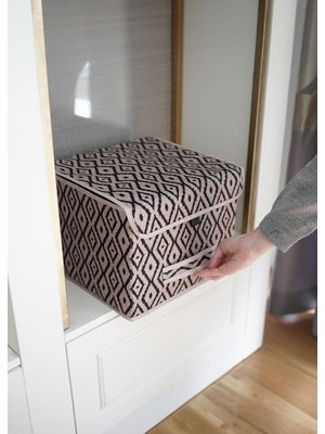 Nacario Bohe Kapaklı Kutu Raf Organizer Düzenleyici Sepet Mini (30 x 30 x 23 Cm)