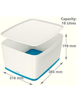Nacario 52161036 A4 Mybox Kapaklı Geniş Saklama Kutusu, Beyaz/metalik Mavi