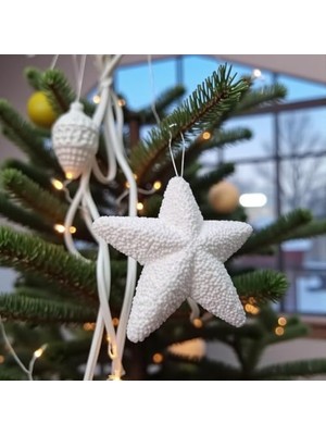 Nacario Yılbaşı Ağaç Süsü Beyaz Yıldız 15CM AST7215