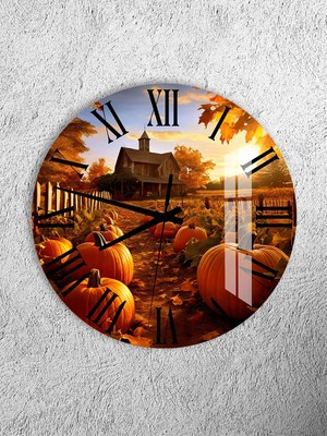 Olinpa Kırılmaz Cam Duvar Saati , Hem Tablo Hem Saat Yuvarlak Modern Ev Bahçe Temalı  Ev Ofis Hediyesi