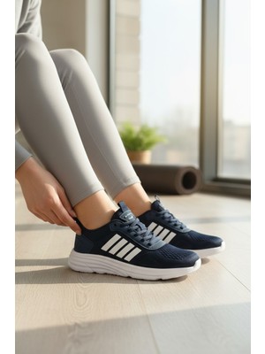 Enoch Kadın Örgü Saya Detaylı ve Üçlü Şeritli Spor Ayakkabı