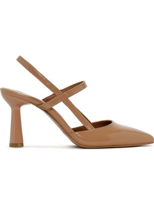 Derimod Kadın Bej Arkası Açık Kalın Topuklu Deri Ayakkabı 26PFD130118