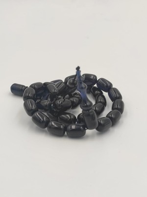 Usta Işcilikli Parlemant Mavisi  Ateş  Kehribar Tesbih 8 * 12  mm Kapsül Kesim Takımlı Sistemli