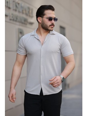Aesco Erkek Kısa Kollu Örme Kumaş Pamuklu Gömlek