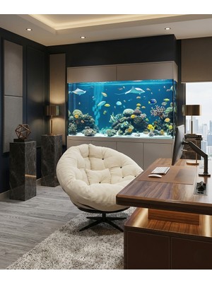 AVYNA Luxora Swıvel™ 360° Derece Döner Mekanizmalı Berjer Tekli Koltuk - Babyface Kumaş - Krem