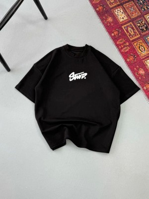 Aesco Erkek Baskılı Oversize T-Shirt - Siyah