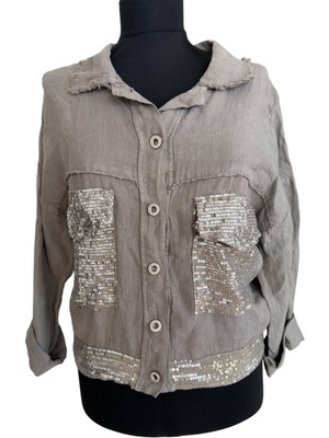 Phuti Italyan Keten Pullu Tasarım Ceket