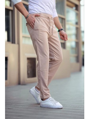 Aesco Erkek Diagonel Mikro Dokulu Cepli Beli Lastilki Pantolon - Gri