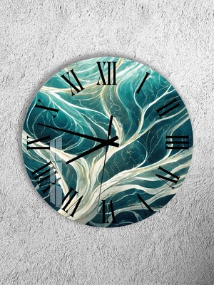 Olinpa Kırılmaz Cam Duvar Saati , Hem Tablo Hem Saat Yuvarlak Modern Renk Temalı  Ev Ofis Hediyesi