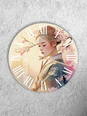 Olinpa Kırılmaz Cam Duvar Saati , Hem Tablo Hem Saat Yuvarlak Modern Japon Temalı  Ev Ofis Hediyesi