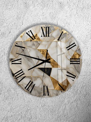 Olinpa Kırılmaz Cam Duvar Saati , Hem Tablo Hem Saat Yuvarlak Modern Temalı  Ev Ofis Hediyesi